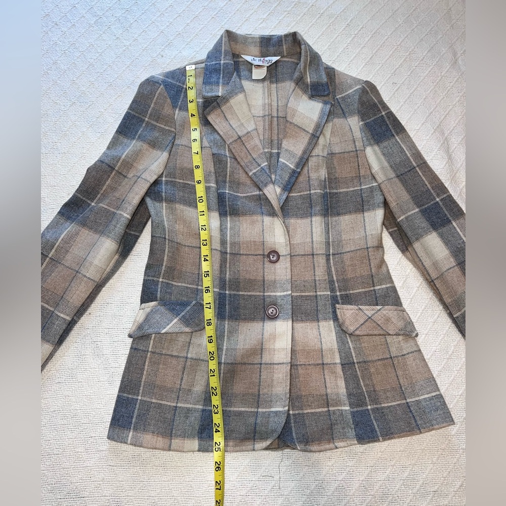 Jr. Things 70s Vintage Plaid Wool Blend Blazer ILGWU Made in USA Academic Boho - Picture 9 of 14